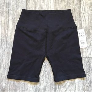 Spiritual Gangster black ribbed free seamless biker shortie shorts